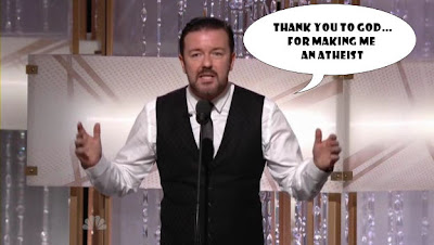 Ricky Gervais Thanks God for Making Him an Atheist at  the Golden Globes 2011