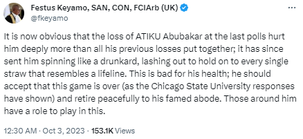 Festus Keyamo Criticizes Atiku, Urges Apology to Tinubu and Nigerians Following the Release of the President's Academic Records by Chicago State University