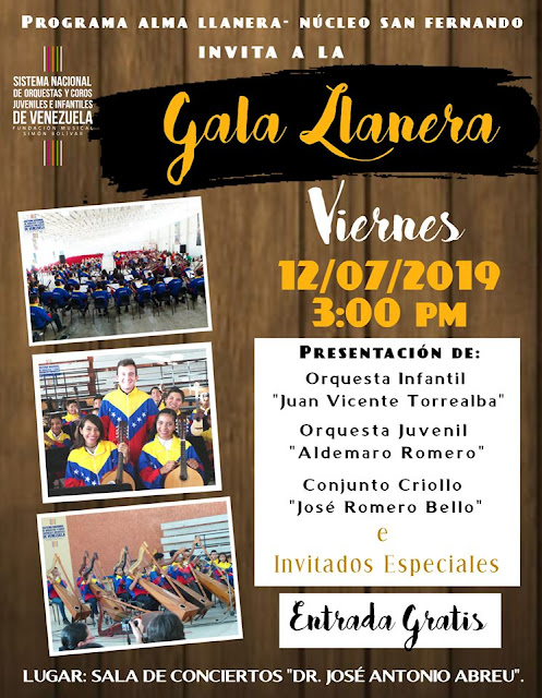 APURE: Invitación al concierto de la Gran Gala Llanera para este viernes a las 3pm en San Fernando.