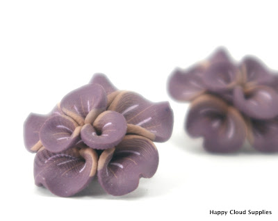 Sophisticated Ashen Plum Polymer Clay Flower Bead