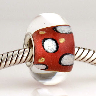 Red and White Dot Mica Lustre Bead