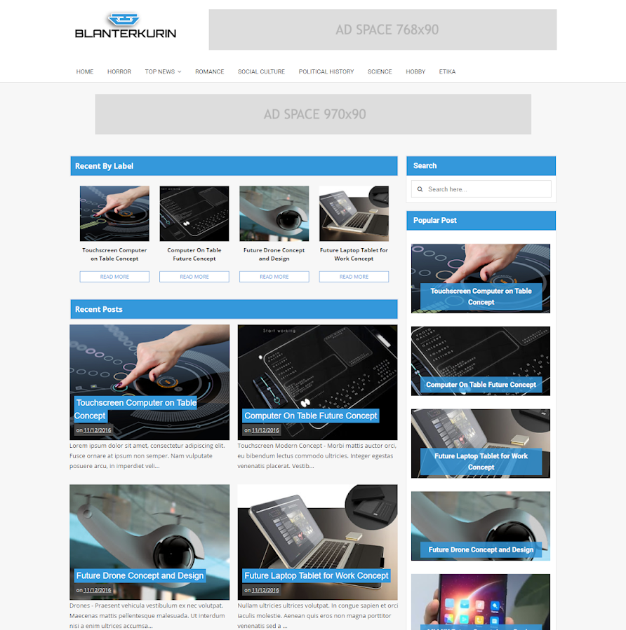 Blanter Kurin Responsive Grid Blogger Template 100% Gratis