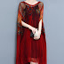 Elegant Two Piece Batwing Sleeve Printed Irregular Hem Dress for Women - Red 10