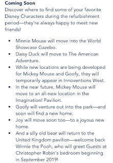 Epcot Character Changes Announcement September 2019