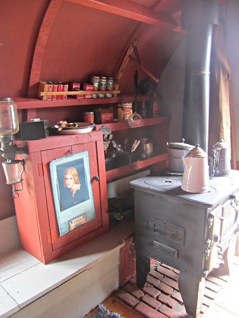 Sheep wagon interior at the chuck wagon party 