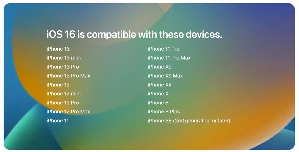 أجهزة الآيفون الداعمة لتحديث IOS 16.4