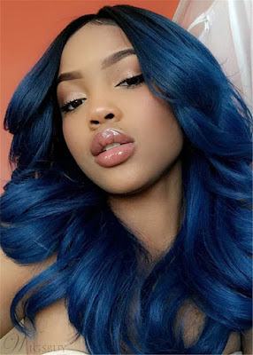 Wigsbuy Natural Straight 1B/Blue Color Human Hair Extensions