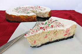 white chocolate candy cane cheesecake