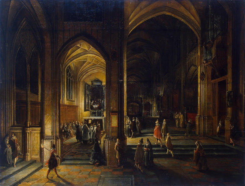 Interior of a Gothic Church by Hendrick van Steenwyck II - Architecture, Interiors Paintings from Hermitage Museum