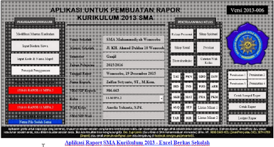 Adanya kebijakan gres dari Pemerintah berkaitan dengan Penilaian Kurikulum  Aplikasi Raport Sekolah Menengan Atas Kurikulum 2013 - 