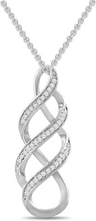 Amazon Essentials Women's Sterling Silver Diamond Twist Pendant Necklace (1/10 cttw), 18" (previously Amazon Collection)