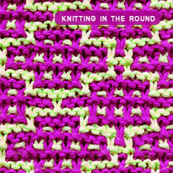 Two Color Knitting stitch pattern. Lattice mosaic knit in the round