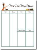 Main Dish Menu Planner editable