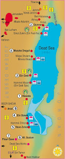 Dead Sea Map including surrounding areas like Judaen Hills