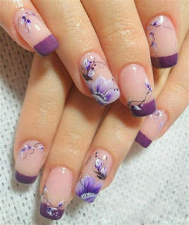 Purple Flowers Fall Nails