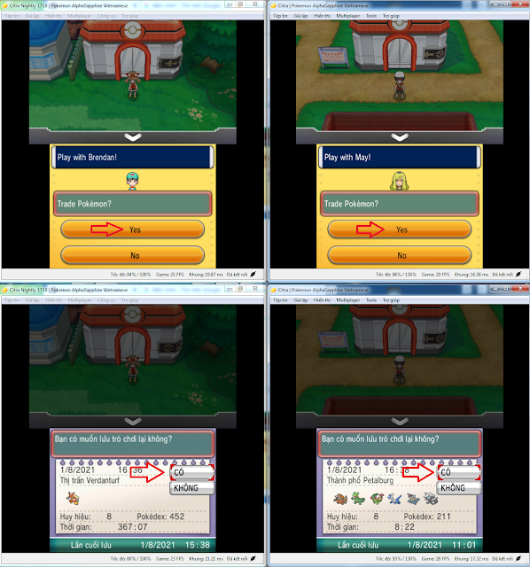 Cách trade (trao đổi) pokemon trong giả lập citra 3DS