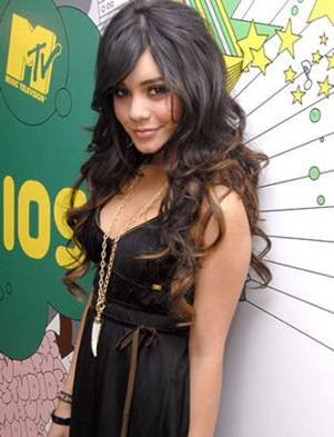 Vanessa Hudgens Black Curly Hairstyles with Bangs