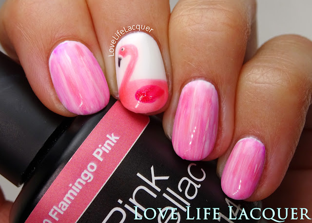 Pink Gellac Flamingo Nail art