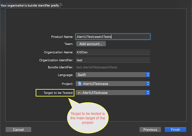 New UI Test case target with selection of Target under Test