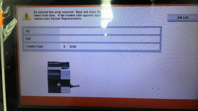 Konica Minolta bizhub c258 fix trouble code c-2204