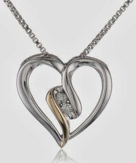 Review S&G Sterling Silver and 14K Yellow Gold Diamond Heart Bypass Pendant Necklace