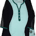 Mint Green & Navy Blue Cotton Kurti with Machine Work Side Patch and Front Patti 