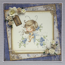 Blue floral design with cute fairy (image is Sweetie from Wee Stamps for Whimsy stamps)