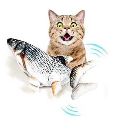 Potaroma Electric Flopping Fish 10.5", Moving Cat Kicker Fish Toy, Floppy Fish Toy for Small Dogs, Wiggle Fish Catnip Toys, Motion Kitten Toy, Plush Interactive Cat Toys, Fun Toy for Cat Exercise