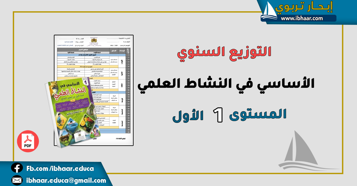 التوزيع السنوي الأساسي في النشاط العلمي المستوى الأول | وفق المنهاج المنقح