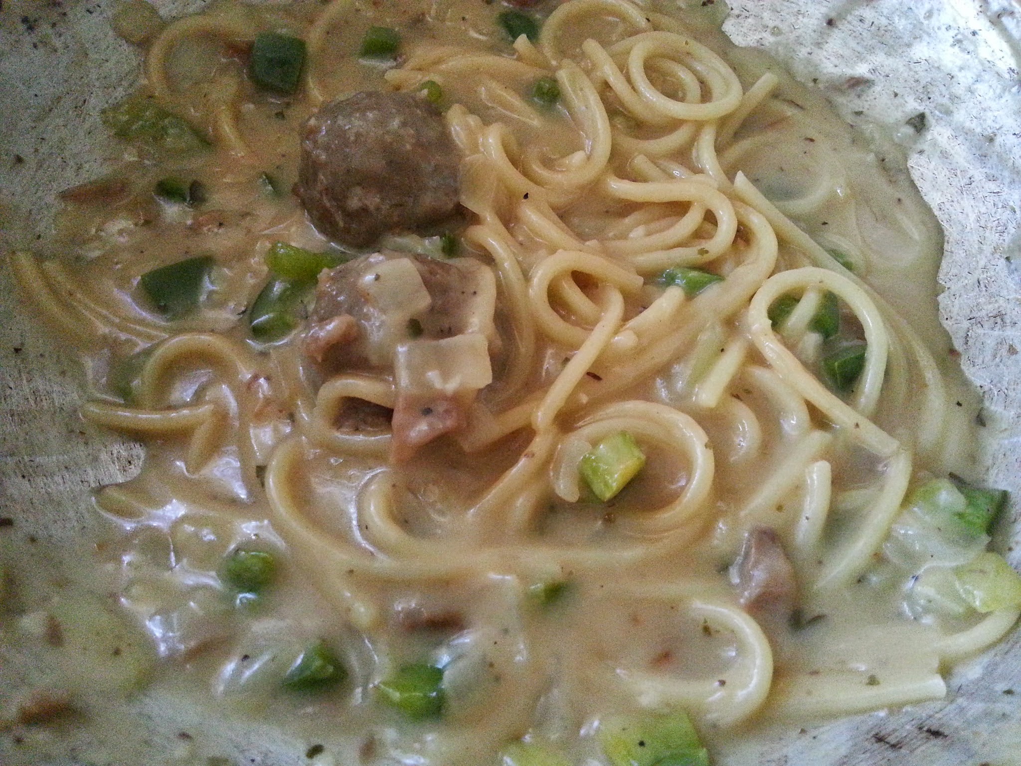 ~ Aku dan kamu ~: Resepi : spaghetti carbonara meatballs