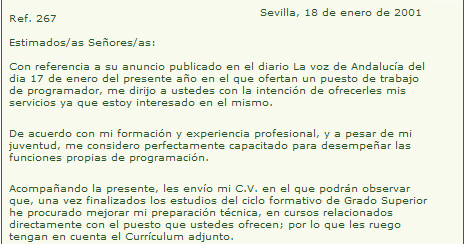 FOL TAFAD: Elaborar una carta de presentación