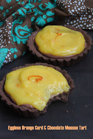 Orange curd & chocolate mousse eggless tart