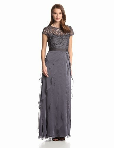 Women's Lace Bodice with Flutter-Drape Gown