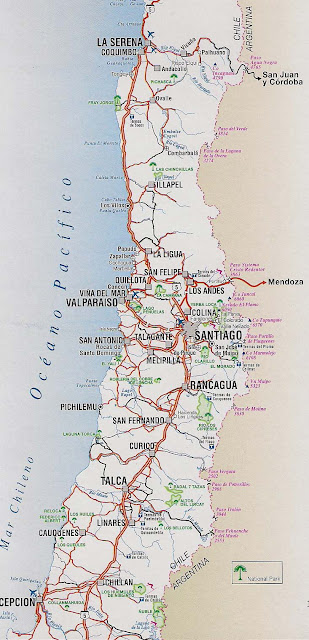 Mapa rutero de chile zona central