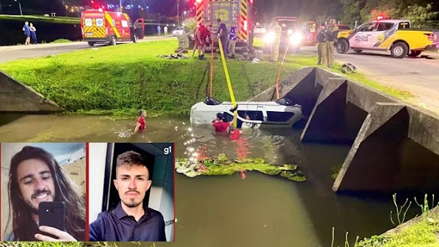 Dois irmãos morrem após carro cair de ponte e ficar submerso em lago de parque