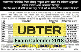 Uttarakhand UBTER - Admit Card and Exam Calender 2018