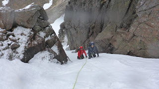 Guided winter climbing in Jacob's Ladder in the Cairngorms in June