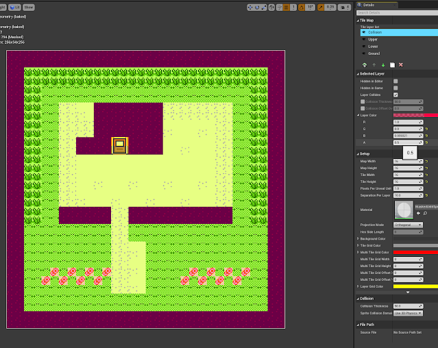 The tile map editor demonstrating the collision layer.