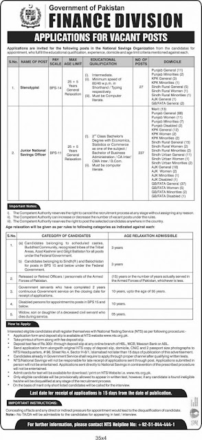 Jobs In Finance Division 2020 For Saving Officer and Stenotypist (237 Posts)