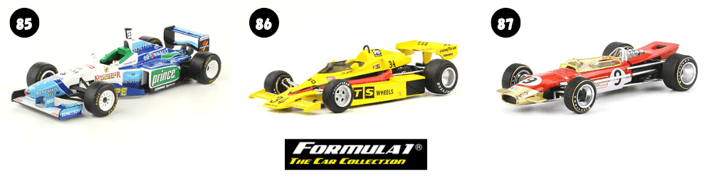 f1 the car collection, benetton b196 1:43 jean alesi, ats pc4 1:43 jean-pierre jarier, lotus 49b 1:43 graham hill