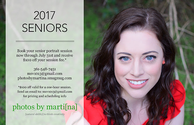 Senior portrait offer from Photos by Martina