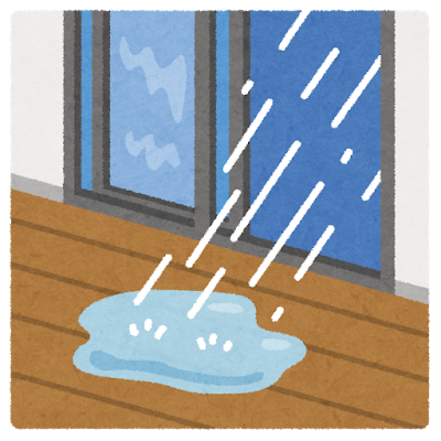 窓から雨が入っているイラスト（事故）