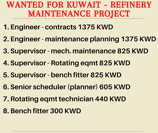 Wanted for Kuwait - Refinery Maintenance Project