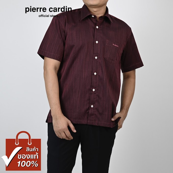[MALL SHOP] [ pierre_cardin_officialthailand ] Pierre Cardin เสื้อเชิ้ตแขนสั้น Basic Fit รุ่นมีกระเป๋า ผ้า Cotton 100% [SJJ0231-RE]