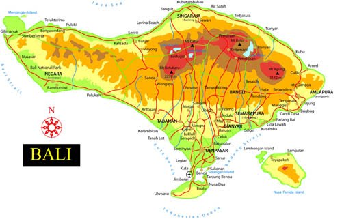 Map Of Bali Lombok. Bali And Lombok