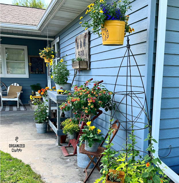 Photo of junk garden potting bench/sink plant & decor ideas.