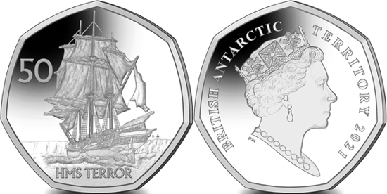 British Antarctic Territory 50 pence 2020 - HMS Terror