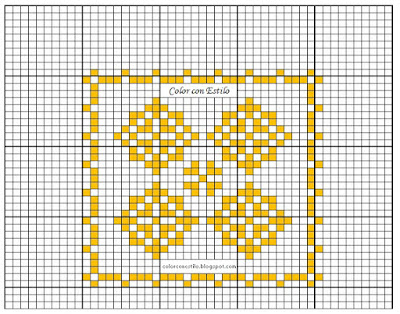 Diseño de bordados en punto de cruz - color amarillo