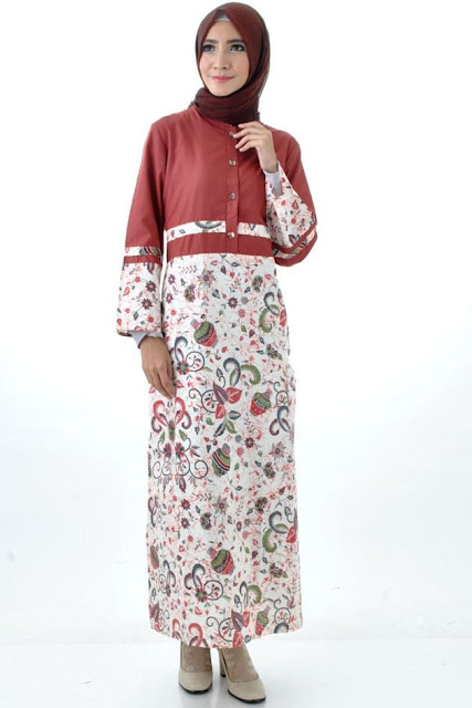 50 Gambar Model Baju Batik Gamis Kombinasi Terbaru ~ Ayeey.com