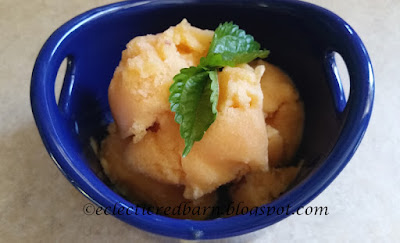 Peach sorbet. Share NOW. #peaches #sorbet #dessert #eclecticredbarn